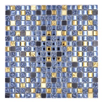 MOSAIK DREAM GLAS/STEN MIX SVART/BLÅ/GULD 30X30X0,8CM PRIS PER ARK