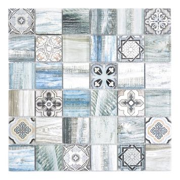 MOSAIK PLANET GLAS BLÅ/GRÅ 30X30X0,8CM PRIS PER ARK