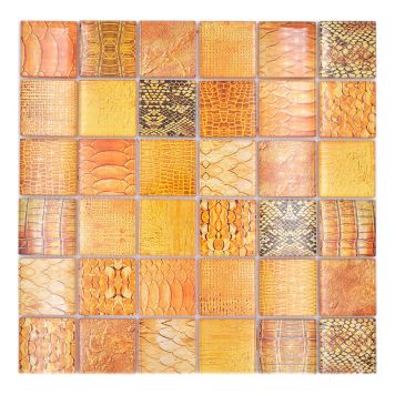MOSAIK WILDLIFE GLAS ORANGE 29,8X29,8X0,8CM PRIS PER ARK