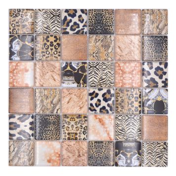 MOSAIK WILDLIFE GLAS BRUN 29,8X29,8X0,8CM PRIS PER ARK