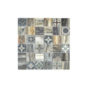 MOSAIK PLANET SQUARE MIX BROWN/GREEN GLASS PRIS PER ARK