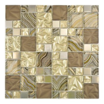 MOSAIK ROMAN GLAS/STEN MIX BEIGE/BRUN 30X30X0,8CM PRIS PER ARK