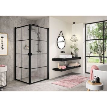 DUSCHHÖRNA CAMARGUE FRAME MED SVARTA SPRÖJS 100X100 CM