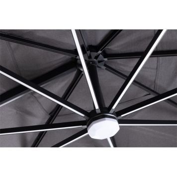 HÄNGPARASOLL SENSUM LJUSHAGEN MED LED 300CM SVART