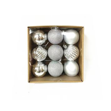 JULGRANSKULOR 6CM SILVER 9-PACK