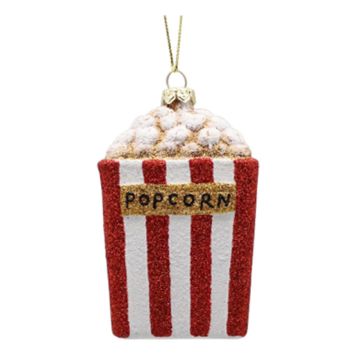 JULGRANSKULA POPCORN 9CM RÖD/VIT