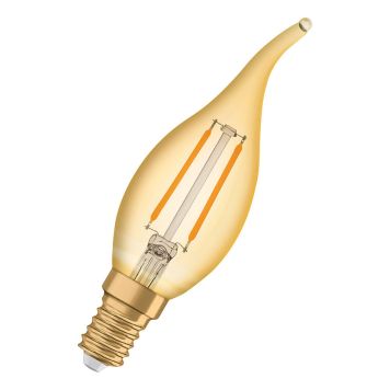 LJUSKÄLLA OSRAM VINTAGE 1906 LED KRON BÖJD GULD 824 E14 1,5W