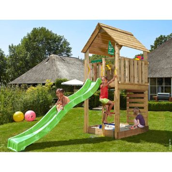 LEKTORN JUNGLE GYM CABIN 2.1 MED GRÖN RUTSCHKANA