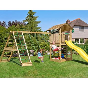 LEKTORN JUNGLE GYM COTTAGE 2.1 INKL KLÄTTERMODUL 220 & GUL RUTSCHKANA