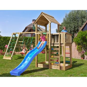 LEKTORN JUNGLE GYM MANSION 2.1 INKL KLÄTTERMODUL 220 BLÅ RUTSCHKANA & 120KG SAND
