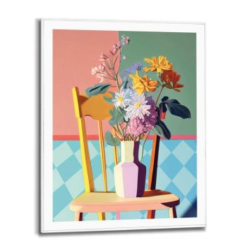 TAVLA REINDERS CHECKERS FLORAL CHAIR WHITE 40X50CM