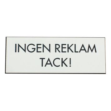 SKYLT MILLERS INGEN REKLAM VIT 95X35MM