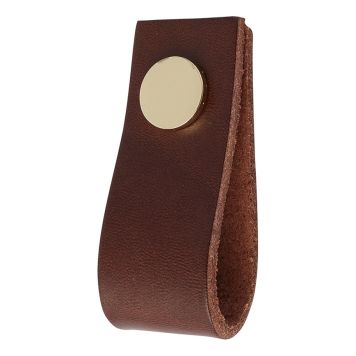 HANDTAG MILLERS GAUTE LÄDER BRUN 65MM MÄSSING/KROM