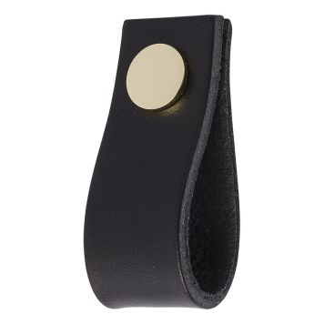 HANDTAG MILLERS GAUTE LÄDER SVART 65MM MÄSSING/KROM