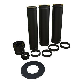 SKORSTEN DINAK GRUNDPAKET Ø150MM SVART 3M 