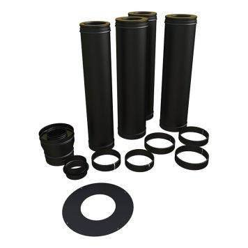 SKORSTEN DINAK GRUNDPAKET Ø150MM 4M SVART