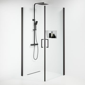 DUSCHHÖRNA CAMARGUE STRANDBO RAK KLARGLAS 90X90CM MATTSVART