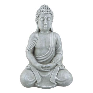 TRÄDGÅRDSFIGUR BUDDHA SITTANDES 30CM GRÅ 