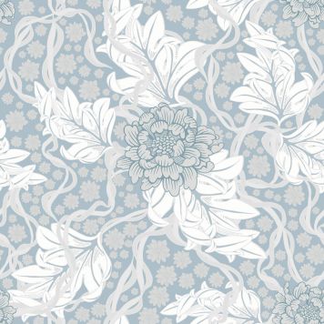 TAPET AKANTUSBLOMMA DIMBLÅ