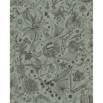 TAPET FLORALIES GRÅGRÖN