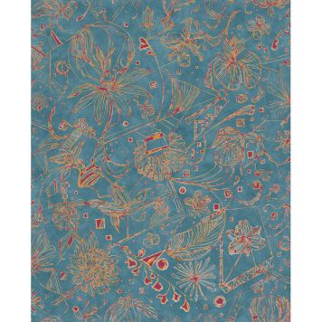 TAPET FLORALIES BLÅ GRAPEFRUKT