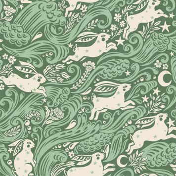 TAPET CELESTIAL SEA RABBIT HALF DROP GRÖN