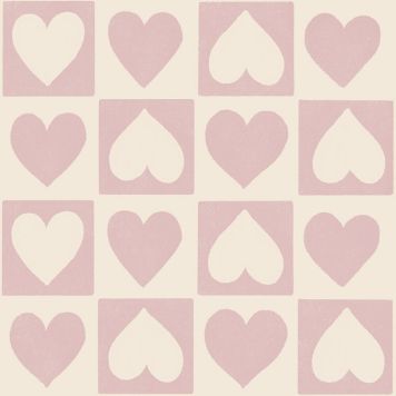 TAPET CHECKERÖD HEARTS LILAC