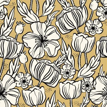 TAPET POPPY SKETCH OCHRE GUL