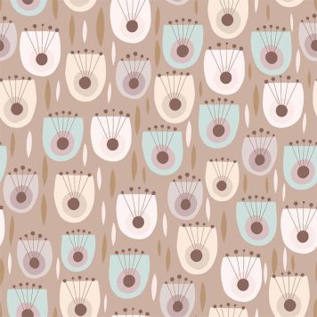 TAPET RETRO TULIP COFFEE BRUN