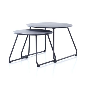 LOUNGEBORD SUNFUN RIXÖ Ø48/60CM SVART 2-PACK