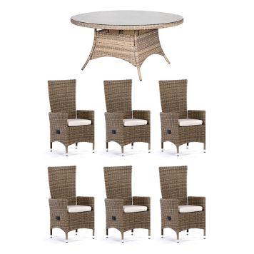 MATGRUPP SUNFUN ASPÖ BORD + 6 POSITIONSSTOL NOVA NATUR