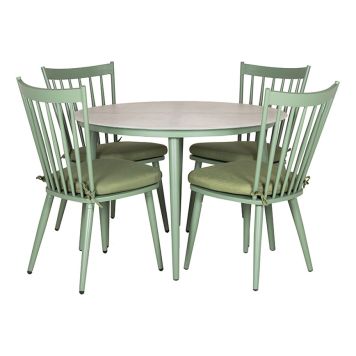 MATGRUPP SUNFUN SKANÖR BORD + 4 PINNSTOLAR GRÖN