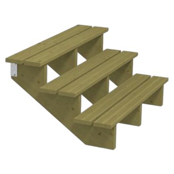 TERRASSTRAPPA PLUS 3 TRAPPSTEG 34,2° TRYCKIMPREGNERAD 75X51X120CM