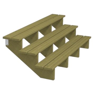 TERRASSTRAPPA PLUS 3 TRAPPSTEG 34,2° TRYCKIMPREGNERAD 75X51X180CM