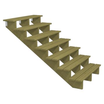 TERRASSTRAPPA PLUS 7 TRAPPSTEG 34,2° TRYCKIMPREGNERAD 176X122X120CM