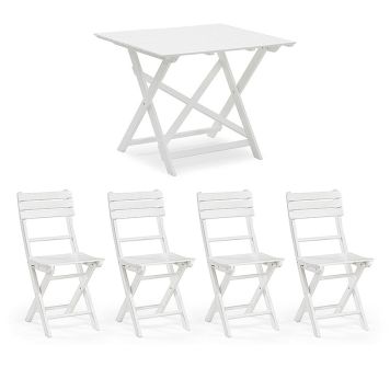 CAFÉSET HILLERSTORP ÅRE BORD 95CM+4 KLAPPSTOLAR VIT