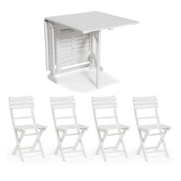 CAFÉSET HILLERSTORP ÅRE SLAGBORD+4 KLAPPSTOLAR VIT  