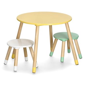 BORD ZELLER MED PALL FÖR BARN RUND FURU 