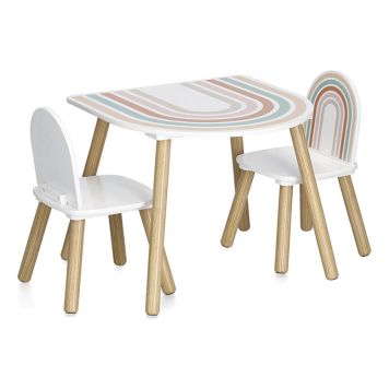 BORD ZELLER MED STOL FÖR BARN REGNBÅGE FURU
