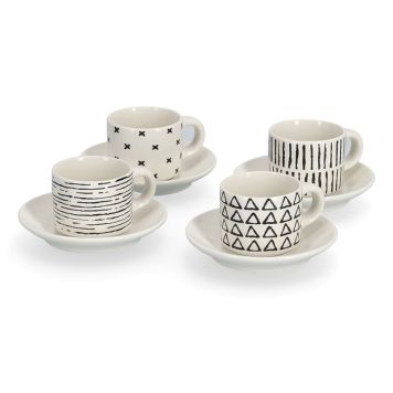ESPRESSO SET ZELLER SVART/VIT 8 DELAR 