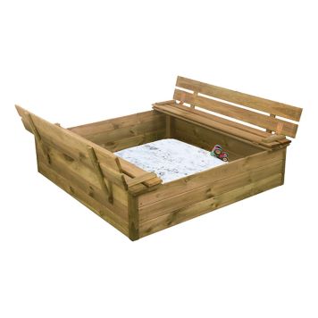 SANDLÅDA NORDIC PLAY MED BÄNK & LOCK 120X120CM                      