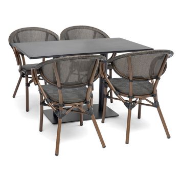 MATGRUPP HILLERSTORP NÄSBY BORD+ 4 STAPELSTOLAR ÄPPELHED SVART 