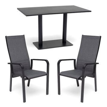 CAFÉSET HILLERSTORP NÄSBY BORD 70X120CM+ 2 POSITIONSSTOLAR HÅNGER SVART  