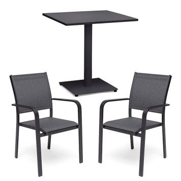 CAFÉSET HILLERSTORP NÄSBY BORD 70X70CM+ 2 STAPELSTOLAR HÅNGER SVART 