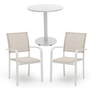 CAFÉSET HILLERSTORP NÄSBY BORD Ø70CM VIT+ 2 STAPELSTOLAR HÅNGER 