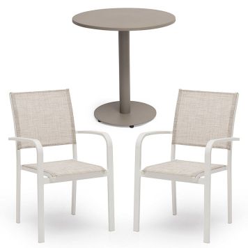 CAFÉSET HILLERSTORP NÄSBY BORD Ø70CM BEIGE+ 2 STAPELSTOLAR HÅNGER 