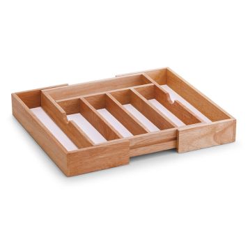 BESTICKLÅDA ZELLER GUMMITRÄ UTDRAGBAR 31,5-50X38X6CM