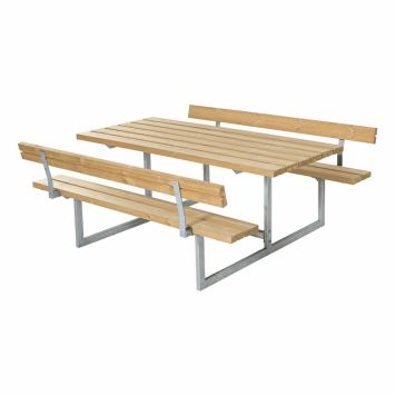 TRÄDGÅRDSMÖBEL PLUS BORD/BÄNKSET BASIC 2 RYGGSTÖD 177X184X75/45CM GYLLENBRUN