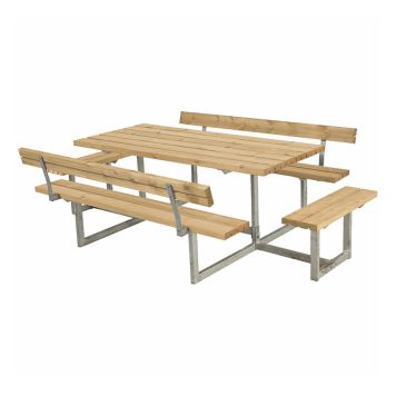 TRÄDGÅRDSMÖBEL PLUS BORD/BÄNKSET BASIC 2 RYGGSTÖD/PÅBYGGNADER 260X184X75/45CM GYLLENBRUN