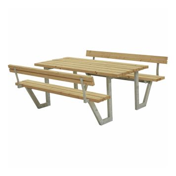 TRÄDGÅRDSMÖBEL PLUS BORD/BÄNKSET WEGA 2 RYGGSTÖD 177X185X76/45CM GYLLENBRUN